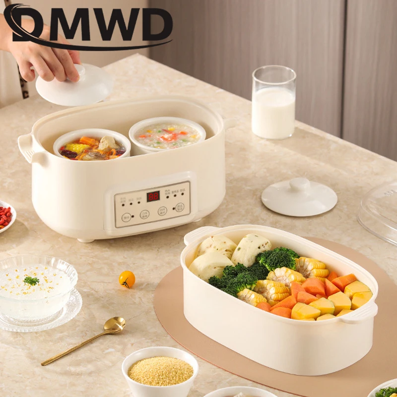 Electric Stew Cooker Multifunctional Intelligent Slow Cookers Ceramics Liner Water Stewing Pot Soup BB Porridge Food Steamer