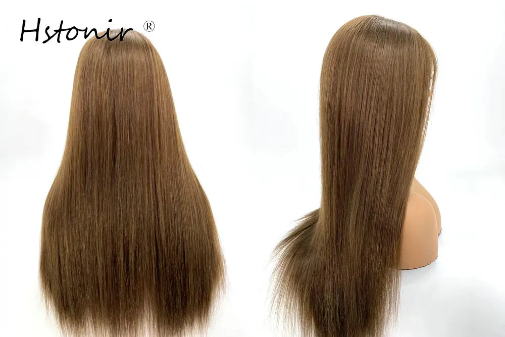 Hstonir Natural Hair Wig Medical Silicon Lace Front Silk Top European Remy Hair Wig In Stock Blond Ombre G043