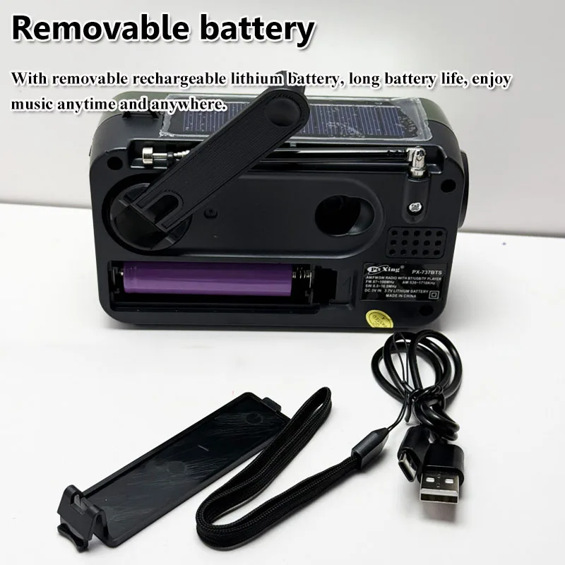 Portable Solar Charing Radio Mini FM AM SW Hand Crank Radios Receiver LED Flashlight Bluetooth Speaker Support TF Card U Disk