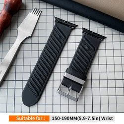 Kebitt Swift Midnight Blue Leather Watch Band Strap for 45mm (Black(Black))