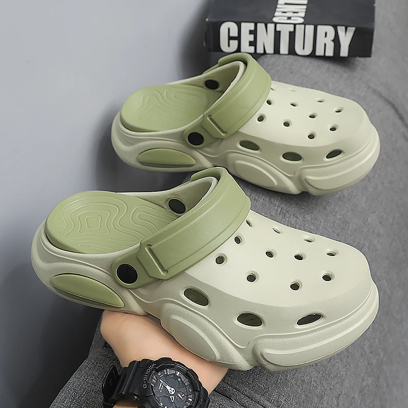 Sandales d'été à semelles épaisses pour hommes, antidérapantes, respirantes, pantoufles de plage décontractées