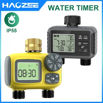 Haozee Smart Water Timer Intelligent 1/2/3-Outlet Irrigation Watering System Sprinkler Timer Garden Programmer IPX7 LCD Display 1