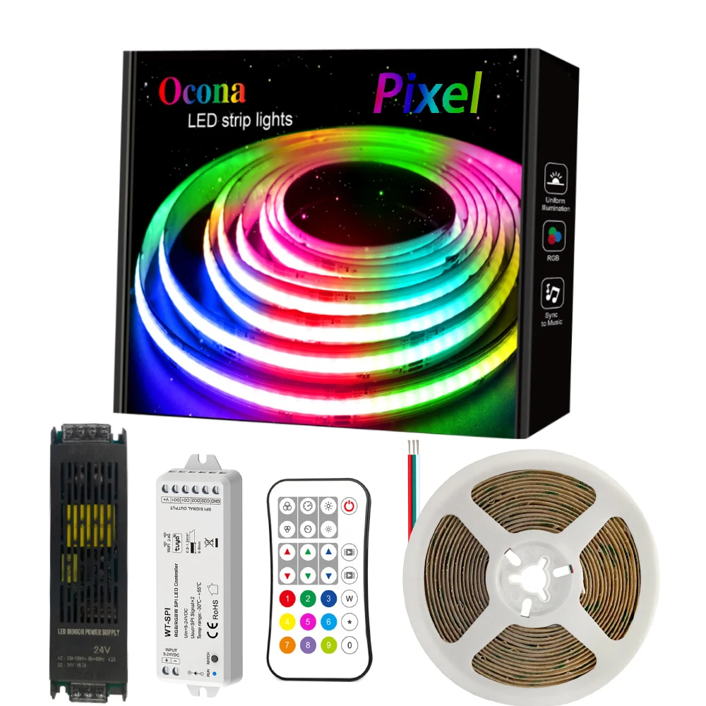 

10m Set Wifi Smart RGB Pixel COB LED Strip Light Kit For Room Decor Tuya App WS2811 720LED LED Tape Works with Alexa Music Sync