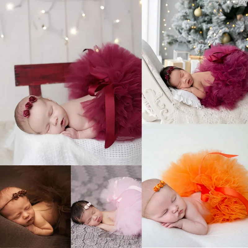

Tutu Skirt Newborn Photography Clothing Baby Girl First Birthday Outfit Baby Toddler Girl Clothes Tulle Puffy Skirt Headband