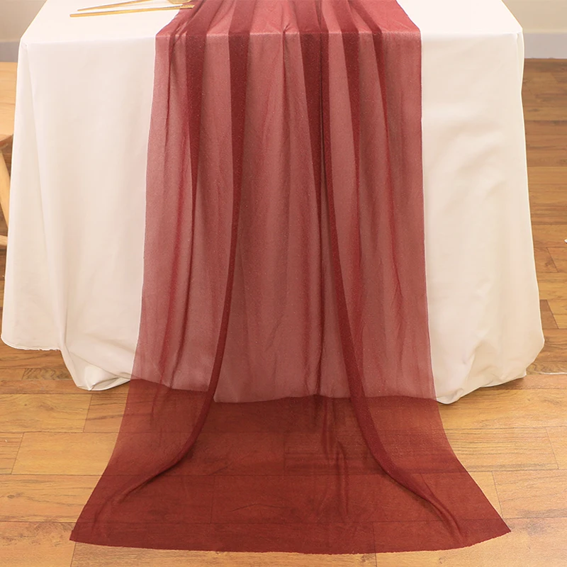 Chiffon Table Runner Vertical Tablecloth for Table Decorations Shiny Fabric Merry Christmas Decorations 2026 Wedding Decoration