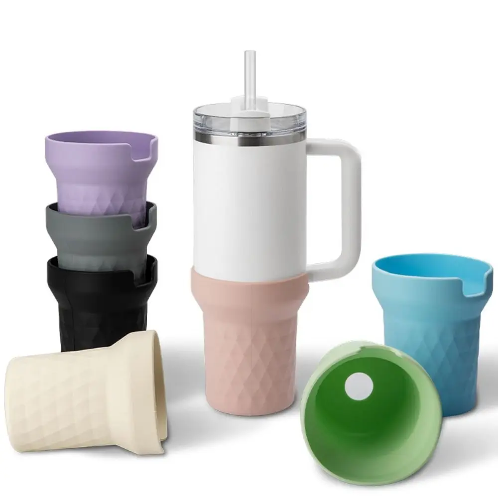 Silicone Water Cup Boot 3D Diamond Reflective Design 40oz Protector Rubber Sleeve Anti Scratch Upgrade for Stanley