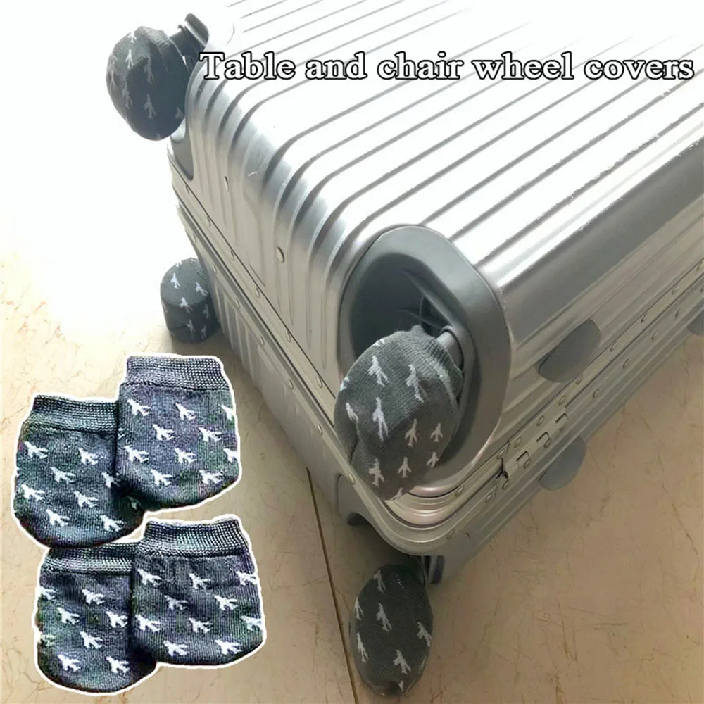

4pcs Printed Chair Wheel Cover Luggage Wheels Protector Knitting Wheels Caster Socks Suitcase Reduce Noise Wheels Cover