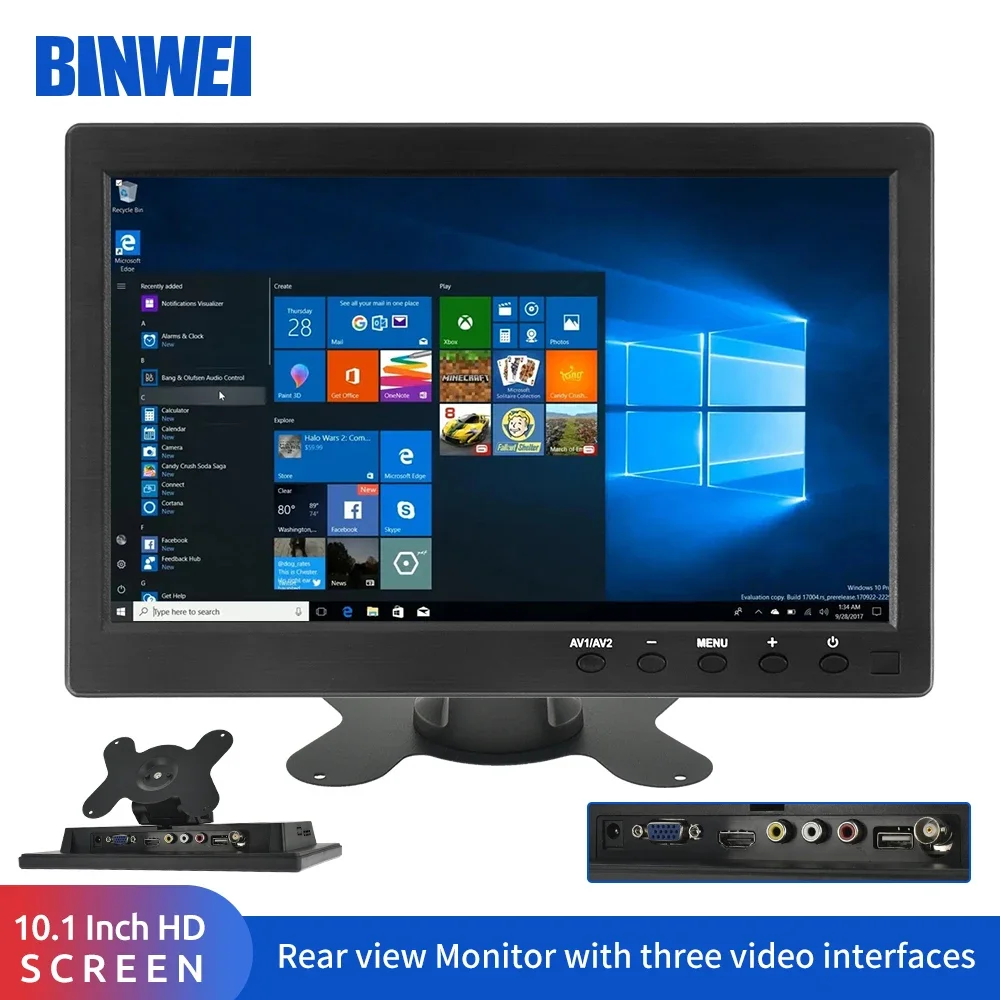 10.1 Inch Hdmi Car Monitor for Computer mini TV Monitor for PC with VGA Backup Camera Display Screen Home Security System