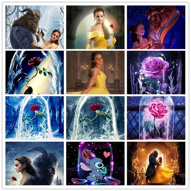 Beauty Beast Diamond Painting Cross Stitch  Beauty Beast Square Diamond  Painting - Diamond Painting Cross Stitch - Aliexpress