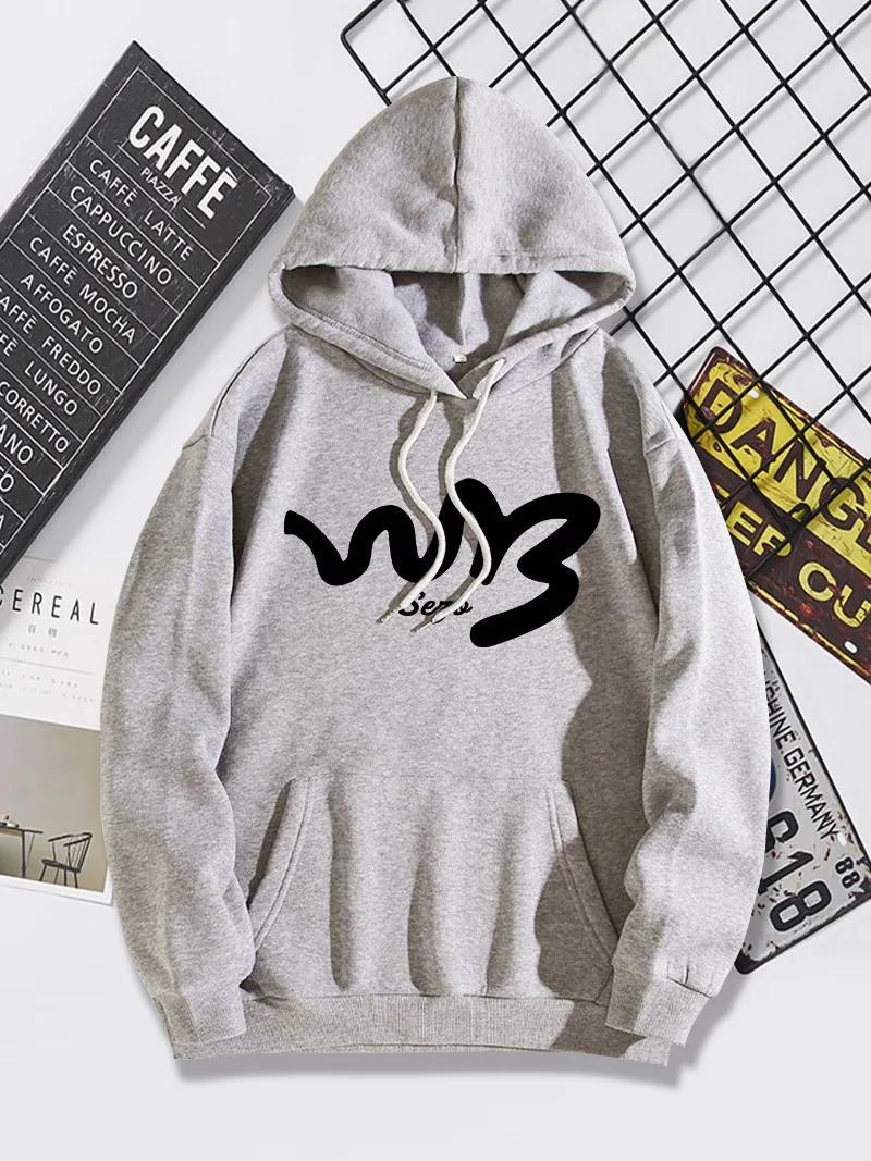 2022 Autumn/Winter New Women's Wear Design Feel Plush Loose Printing Loose Relaxed Versatile Solid Color Sweater Hoodie