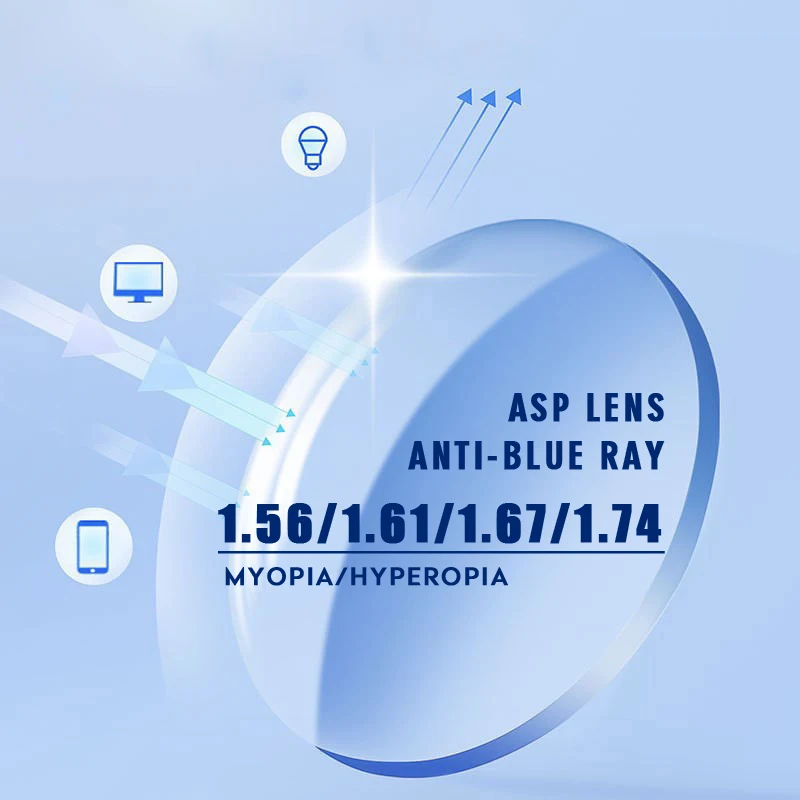 1.56 1.61 1.67 1.74 Anti-reflective Anti-scratch UV400 Anti-blue Light Lenses HMC Coating CR39 Resin Optical Lens optical lenses