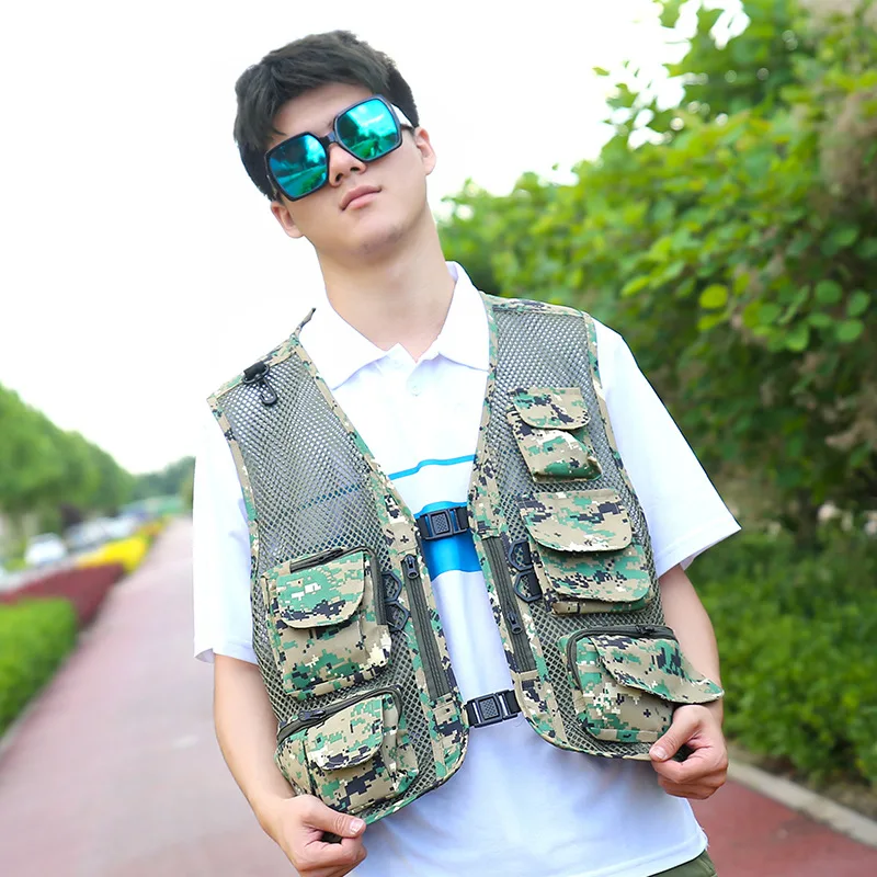 Outdoor Leisure Sports Fishing Vest Mesh Breathable Vest Outdoor Mountaineering Multi Pocket