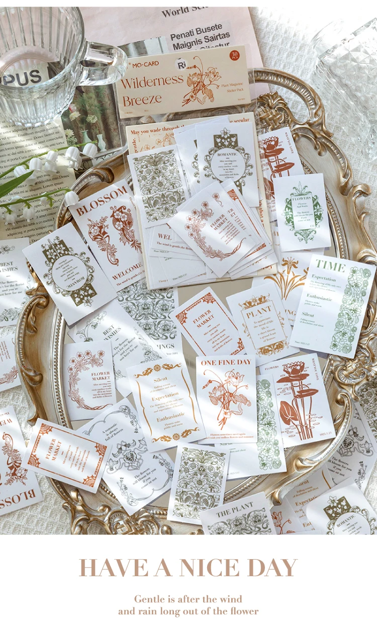 30 teile/paket Vintage pflanze blume Aufkleber Kit für DIY Scrapbooking Kunst Collage Hand Made Planer Collage Material Handwerk Liefert – Detail 15