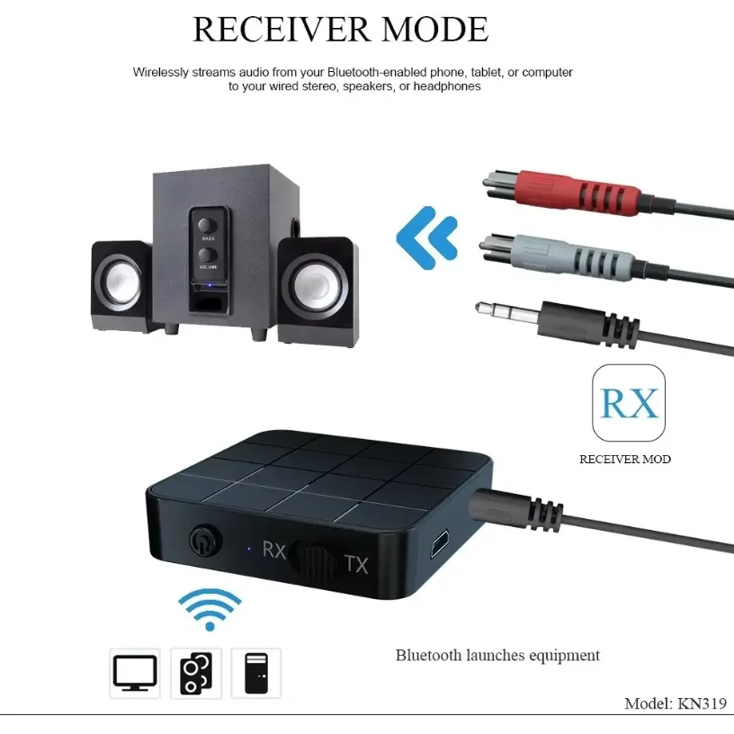 Wireless Transmitter Audio Bluetooth5.0 kn321 Adapter Audio receiver for Tv Computer Projection Earphone Amplifier Speaker