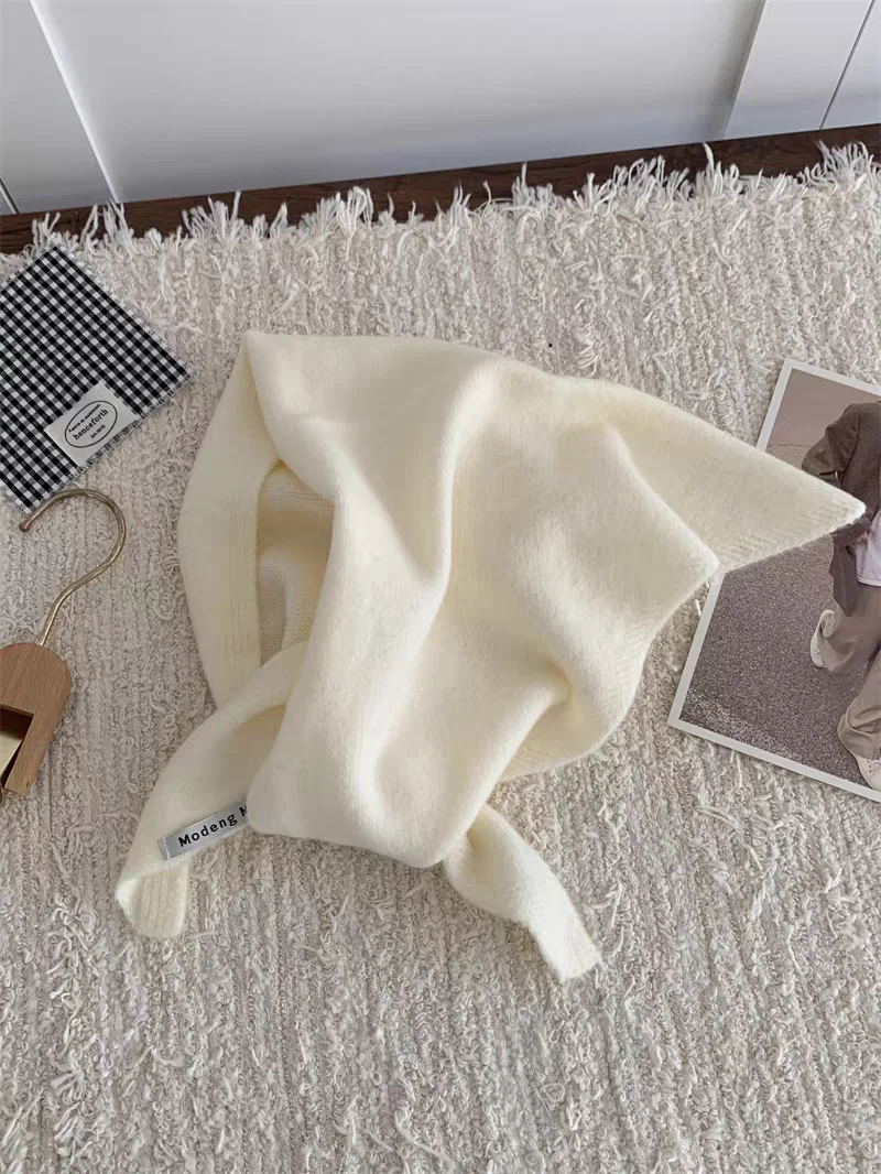 Sciarpa triangolare in lana stile coreano britannico da donna, fascia per la testa lavorata a maglia multifunzionale per la moda invernale 2