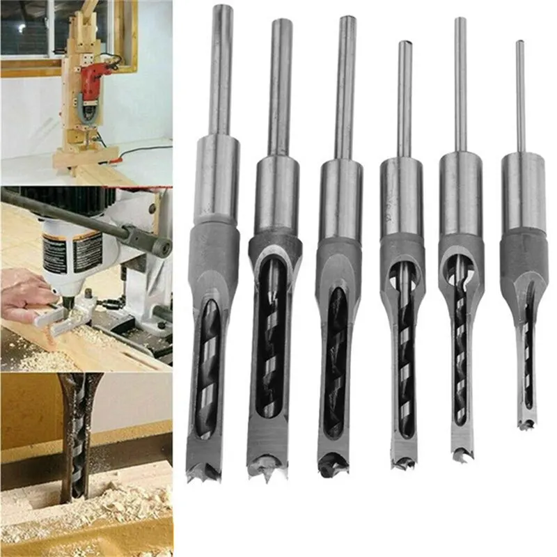 1Pcs 6-16mm HSS Twist Square Hole Drill Bits Auger Mortising Chisel Extended Saw for Woodworking Tools