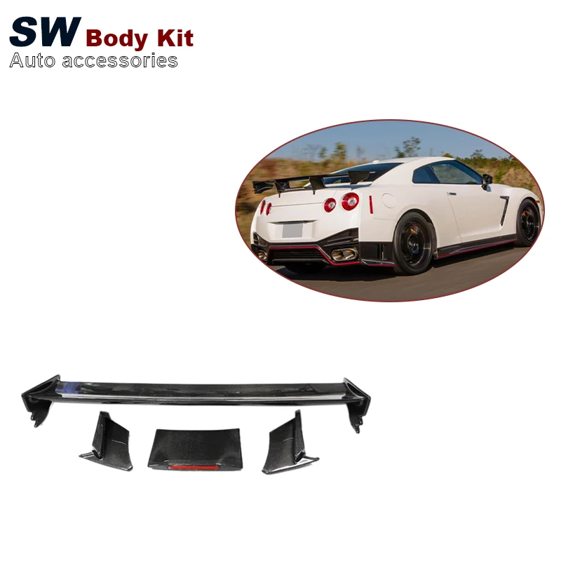 

GTR Carbon Fiber Nismo Style Rear Spoiler for Nissan GTR35 Rear Trunk Spoiler Lip Guide Wing Lip Rear Wing with Brake Light