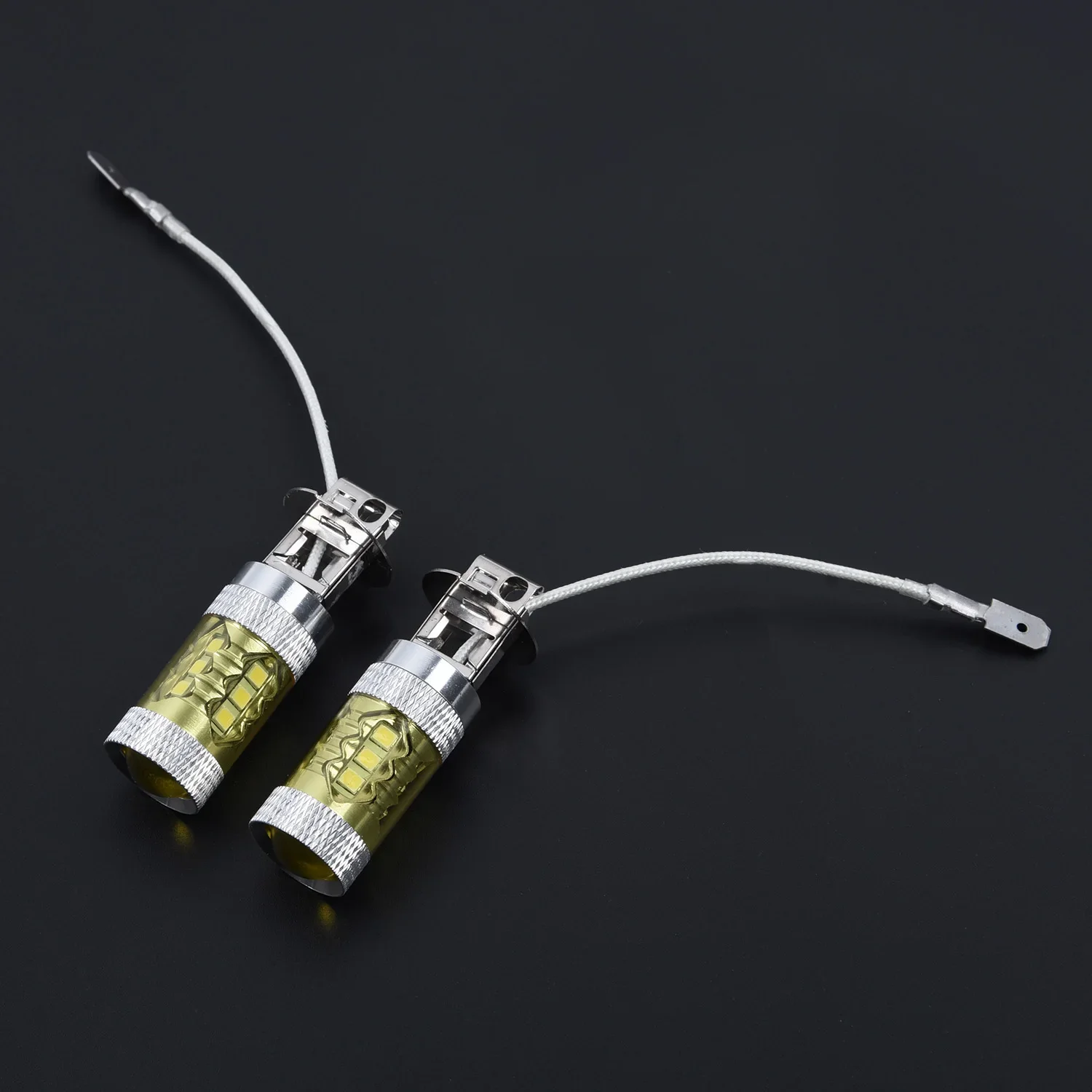LED 자동차 안개등 전구 노란색 고출력 트럭 자동차 액세서리, 12-24V H3 80W 16 SMD, 2 개