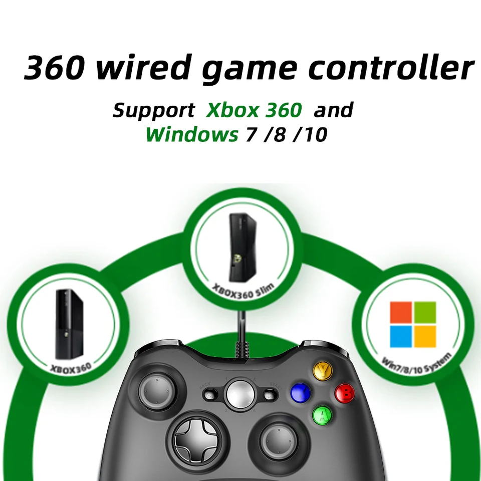 Wired Game Controller For Xbox 360 And Windows Pc With Vibration_voghion.com