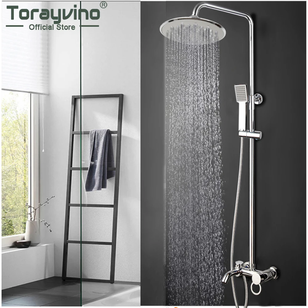 Torayvino Chrom Poliert 20,3 Cm Regenduschkopf Wasserhahn Badezimmer Dusche Set Badewanne Combo