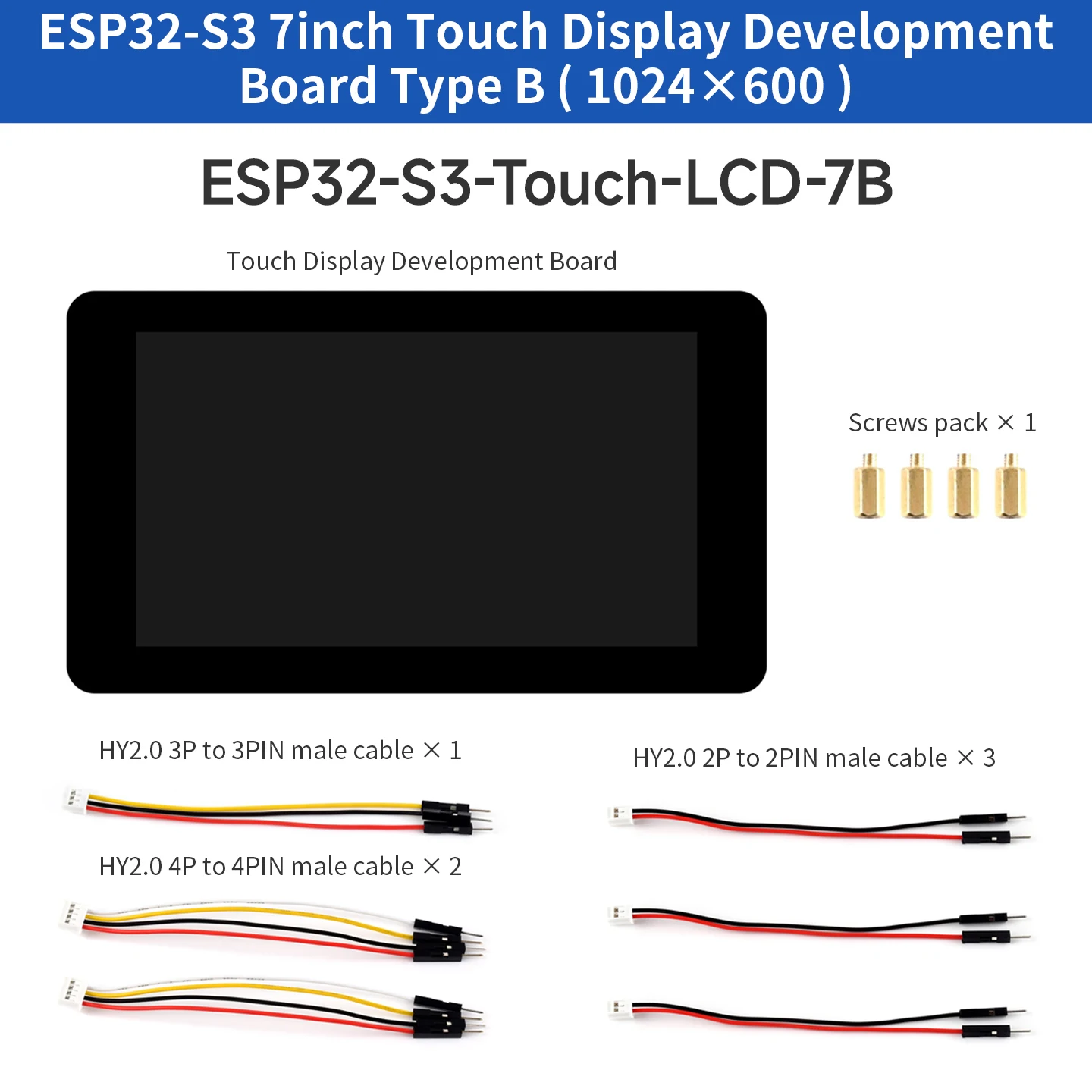 ESP32-S3 7 Inch 1024x600 IPS Screen Touch Display LX7 Dual-Core 16MB Flash WiFi