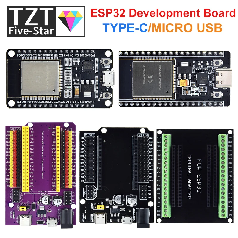 Scheda Di Sviluppo Esp32 Type-C/Micro Usb Cp2102 Wifi + Bluetooth Dual Core Esp32-Devkitc-32 Esp-Wroom-32 Scheda Di Espansione 38Pin