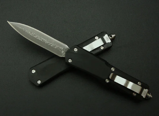 

Micro OTF Tech Knife Combat Troo Series Damascus Steel Blade 59HRC Hardness Zinc Aluminum Alloy Handle Self Defense Pocket Knife