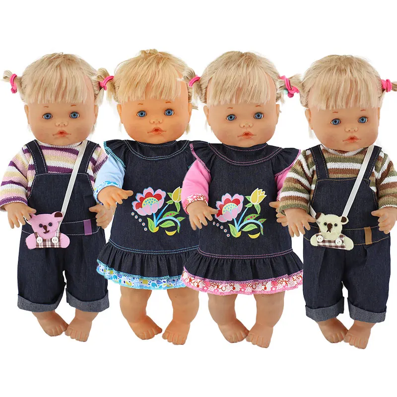2022 New Fashion Denim Suit Fit 40Cm 41 Cm Nenucos Doll Nenuco Ropa Su Hermanita Purple Maniche Lunghe