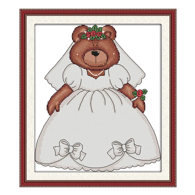 

Набор для вышивки крестиком Bear bride, мультяшный свадебный набор для рукоделия «сделай сам», aida 14ct 11ct