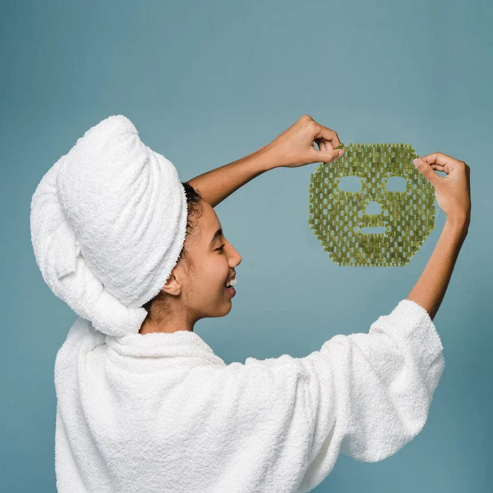 Jade Facial Mask Natural Stone Jade Sleep Mask Anti-Aging Jade Eye Mask Beauty Massage Tools for Puffy Eyes Dark Circles