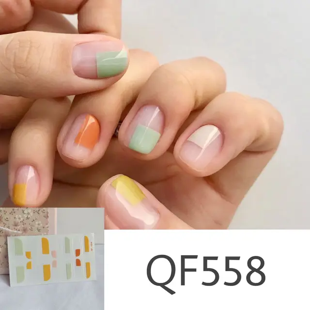 Lamemoria14tips Nail Stickers New Product Full Coverage 3D Summer Complete Nail Decals Waterproof Self-adhesive DIY Manicure QF558