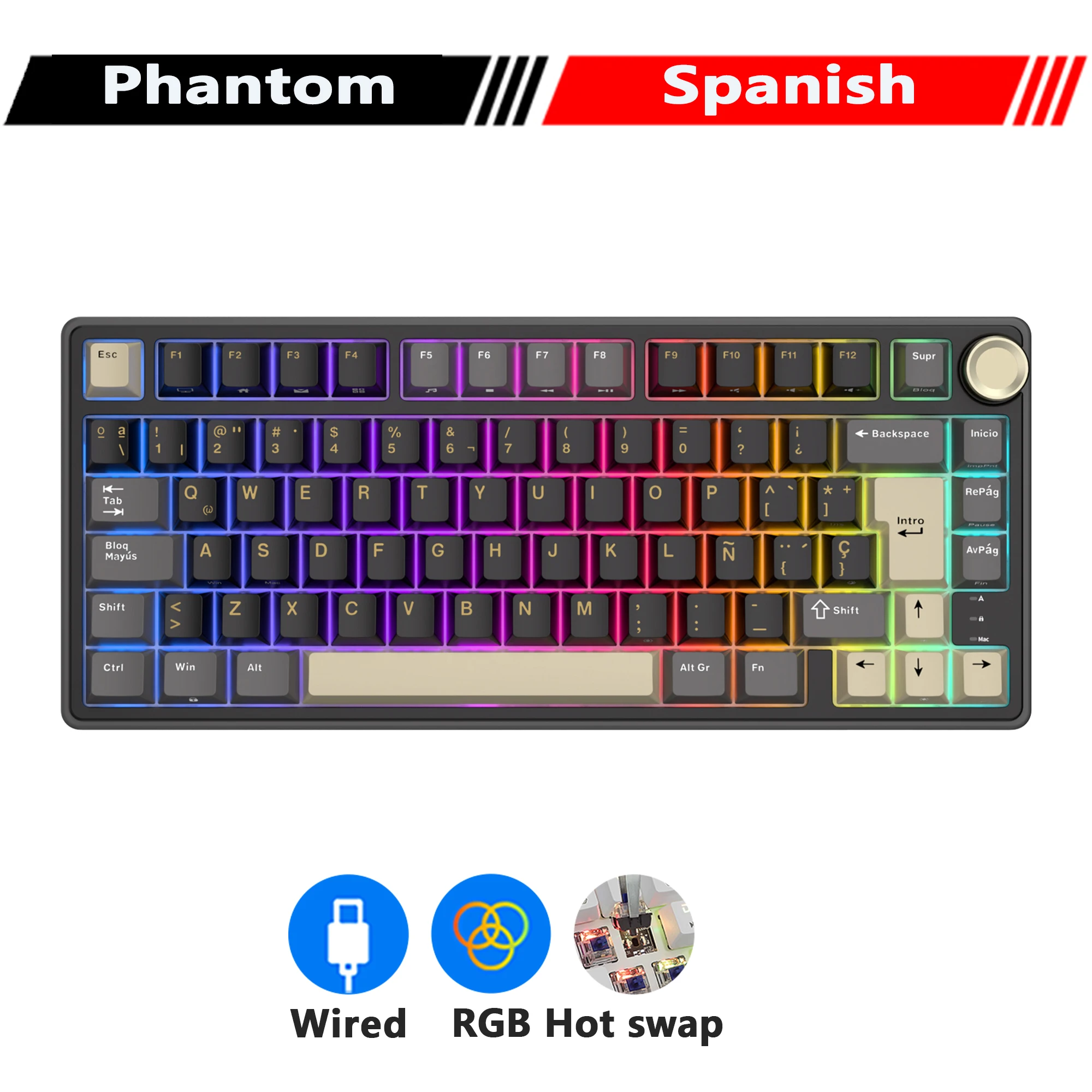 RK R75 Royal Kludge 有線メカニカルキーボード 80 キー 80