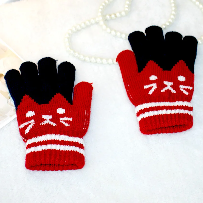 Children Gloves Thickened warm knitted gloves for children aged 5-12 winter outdoor cycling and writing gloves for students