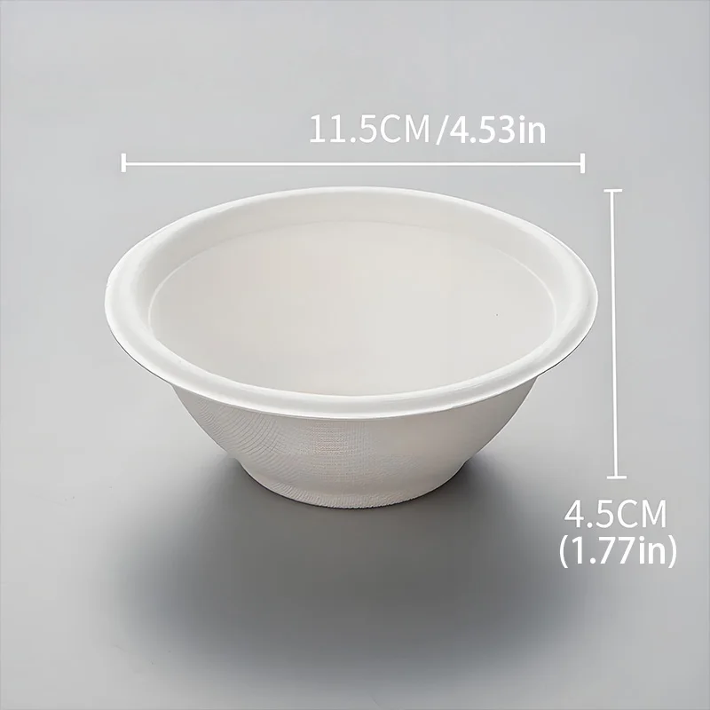 50 Pcs 13x10cm Sugarcane Pulp Bowls, Biodegradable Disposable Soup Noodle Bowls, Eco-Friendly Tableware 6