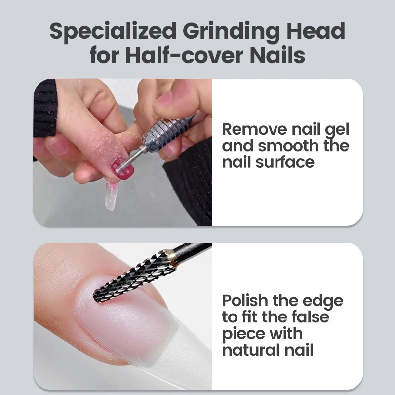 Cone Nail Drill Bits Tungsten Carbide Grinding Head Hard Soft Gel Polish Removal False Nails Manicure Pedicure Tools