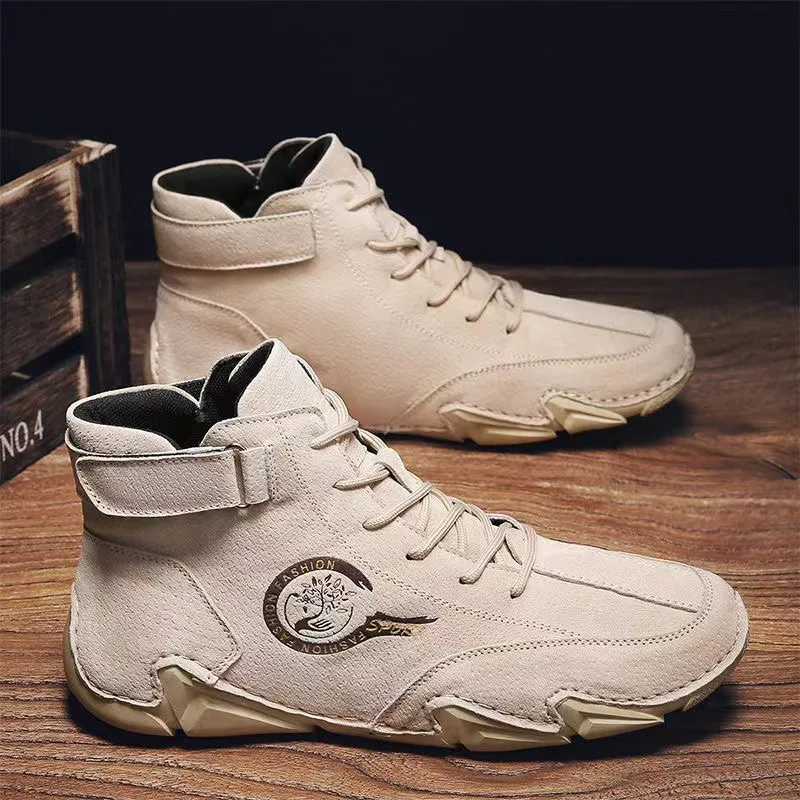 2022 New Ankle Boots Outdoor Warm Plus Velvet Thickened Men Boots Trendy Middle-Top Men's Casual Shoes All-Match Tooling Boots