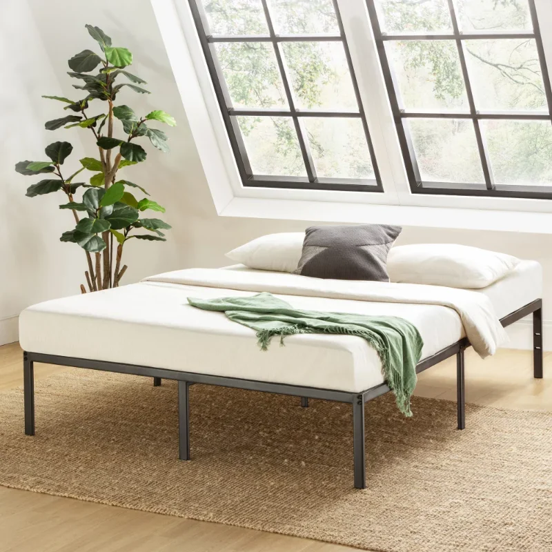 

Mellow 14" Metal Platform Bed Frame Heavy-Duty Steel Slats Black Queen 80.00 X 60.00 X 14.00 Inches Bedroom Furniture