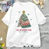 Book Tree Christmas T Shirt All Booked for Christmas T-shirt for Book Lover Librarian Teachers Tees Bookish Cotton Tshirt 3