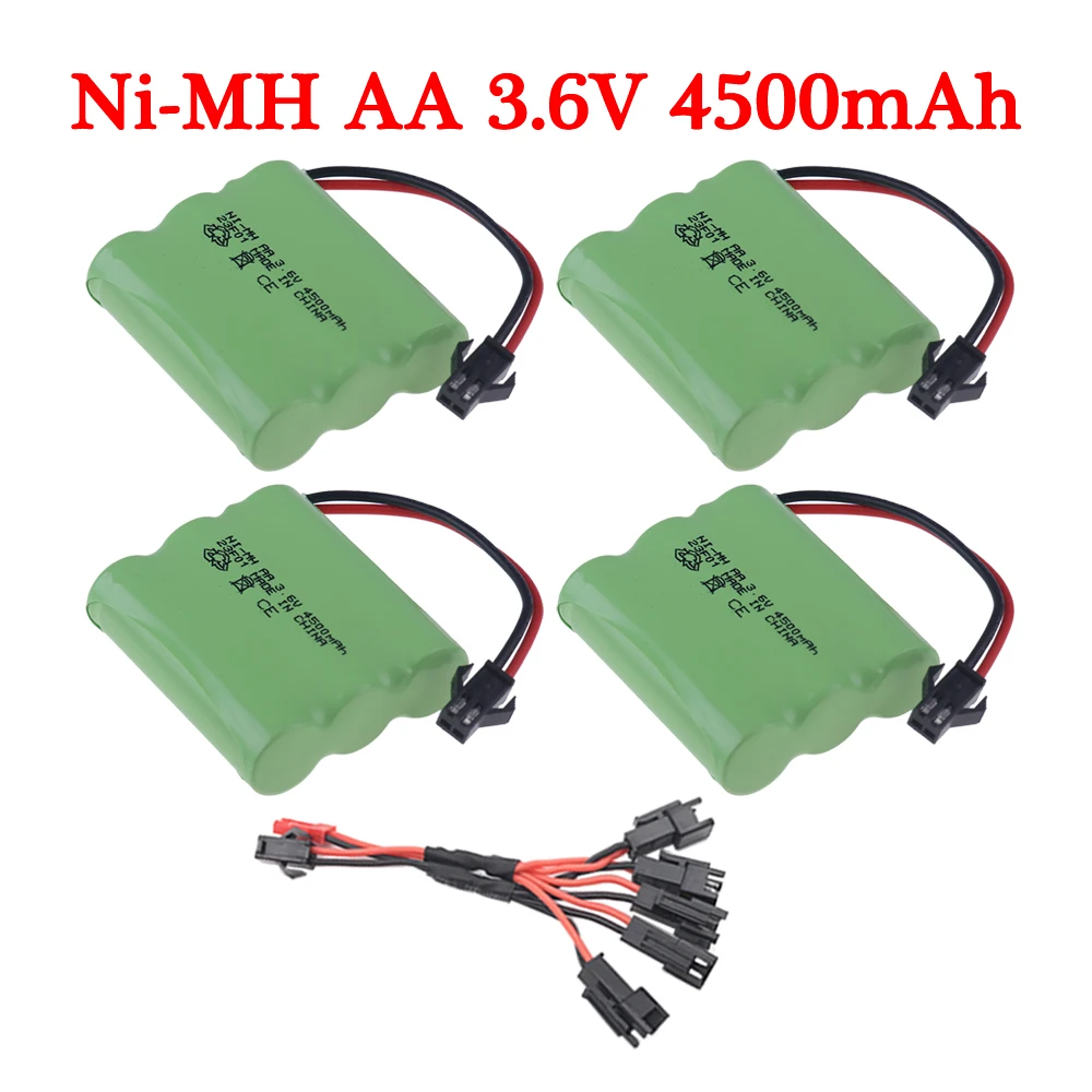3.6V 4500Mah Nimh Batteria Sm Plug And Charger Per Rc Toys Car Tank Treni Robot Boat Guns Ni-Mh Aa 3.6V Batteria Per Rc Toy Parts