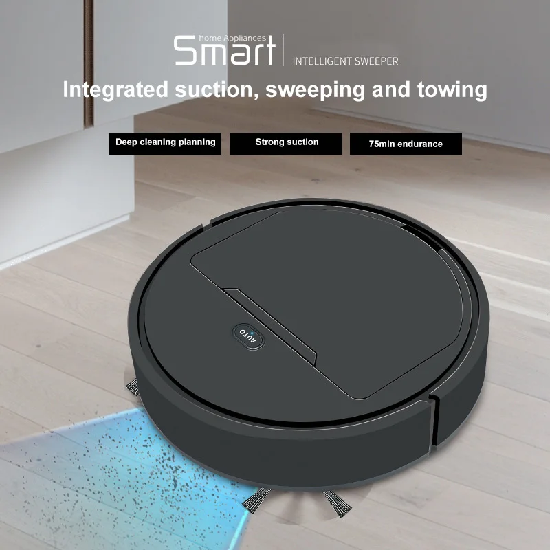 Portable Vacuum Cleaner Robot Vacuum Cleaner 6000PA Smart Robot Vacuum Cleaner USB Charging 3-In-1Smart Sweeping Robot Spray Sweeper Floor Cleaner Dry Wet Cleaning 1200mAH
