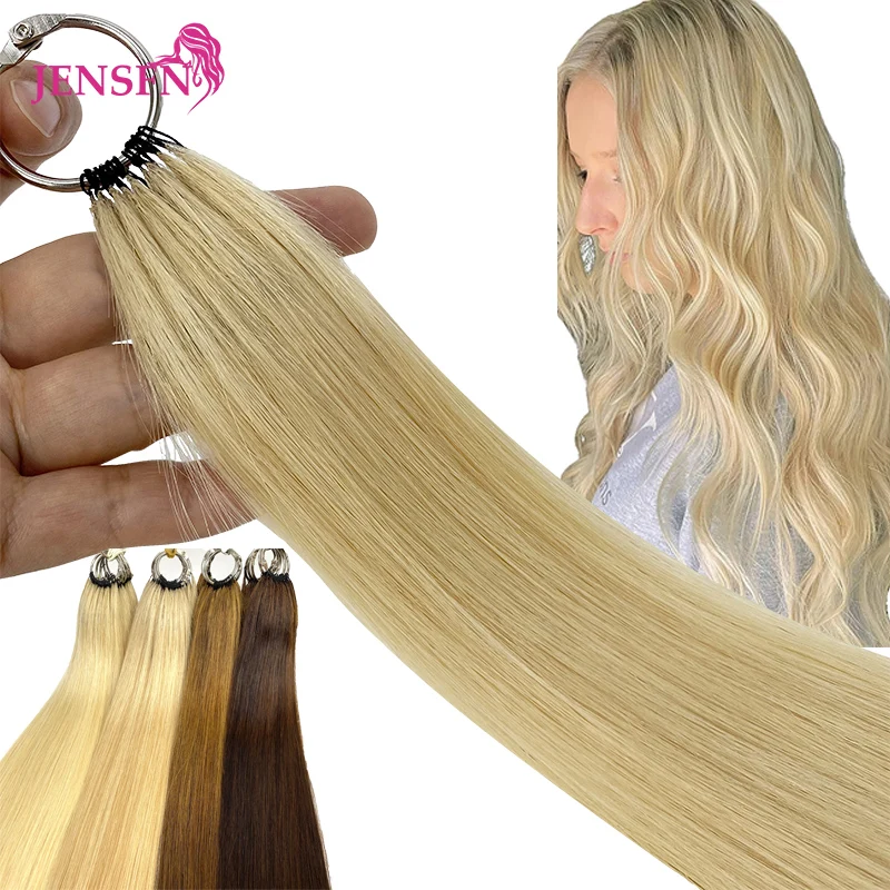 JENSFN Third Feather Hair Extensions 100% Human Hair Straight  16"-26" Inch 0.8g/Strand 613 Color Hair Salon Supplies