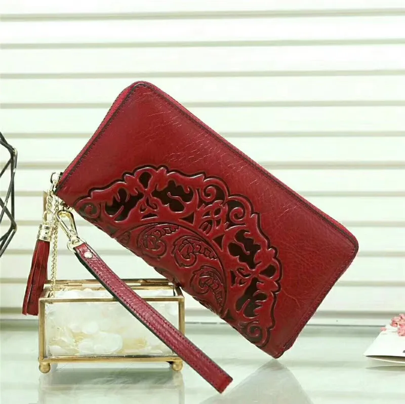 100% echtes Leder Brieftasche Frauen 2026 Neue Damen Erste Schicht Rindsleder Geldbörse Lange Große Kapazität Zipper Clutch Tasche für Weibliche – Detail 2