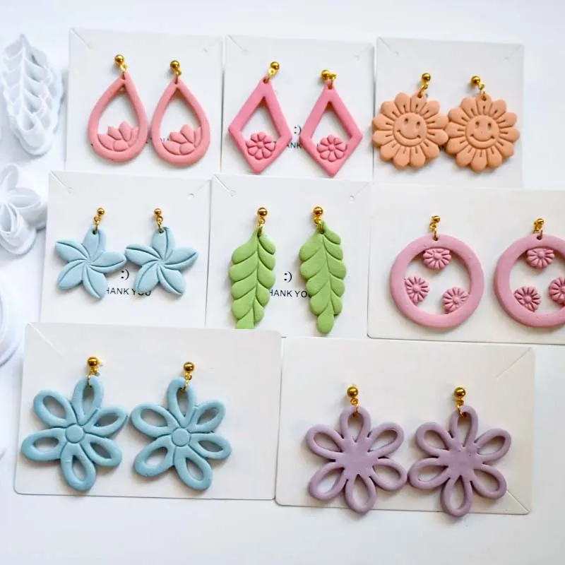 Droplet Round Flower Polymer Clay Cutters Curve/Arc Pottery Clay Cake Roll DIY Earring Pendant Jewelry Cutting Mold Ceramic Tool polymer clay tools pottery tools clay sculpting tools pottery sculpting tools clay craft tool