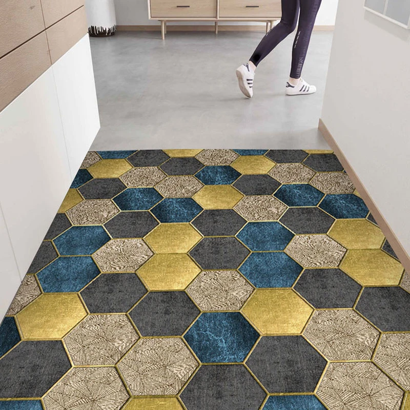 Entry Door Mats PVC Leather Non-slip Rugs Large Area Balcony Carpets Home Bathroom Rug Kitchen Waterproof and Oil-proof Carpet 3