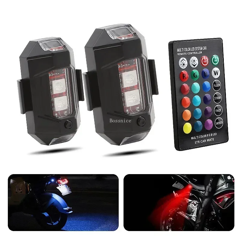 Feux LED RGB pour Drone - Lot 2/4 Lampes + Télécommande - Mini Stroboscope Anti-Collision