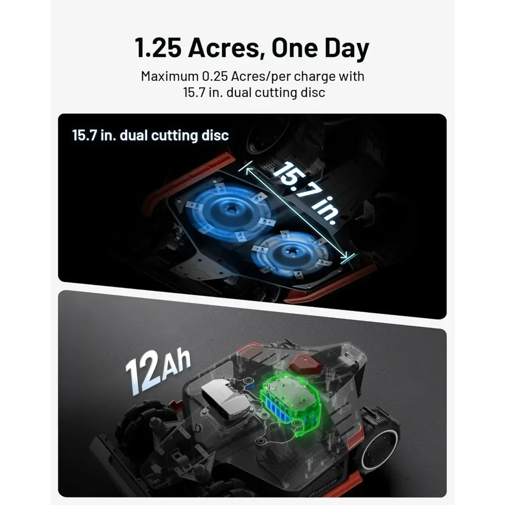 luba 2 awd 3000x robot lawn mower with replacement blades, mowing 0.75 acre, all-wheel-drive for 80% slope, ultrasense ai vision