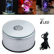 

7 LED-Licht 3D Crystal Trophy 360 Rotating Electric Light Stand Base Display Mit Adapter USB kabel