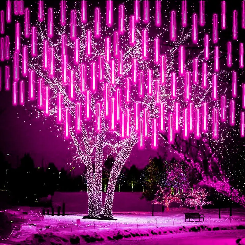 

30/50cm LED Meteor Shower Fairy String Garland Curtain Lights 2024 Christmas Decor Outdoor Wedding Street Garden Decor Navidad