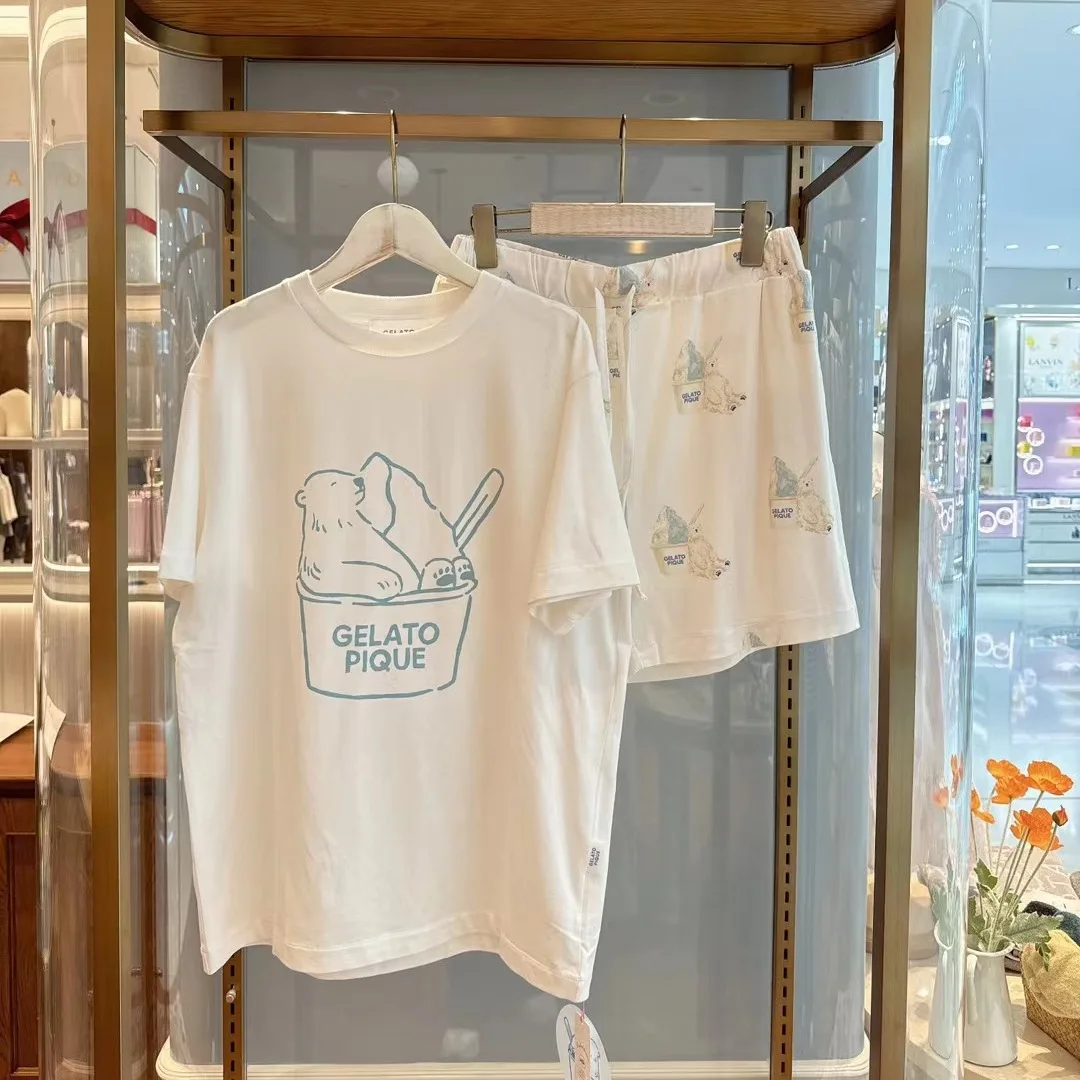 여성용 룸웨어 잠옷, 여름 반바지 세트, 코튼 잠옷, 카와이 옷 (태그 포함) 