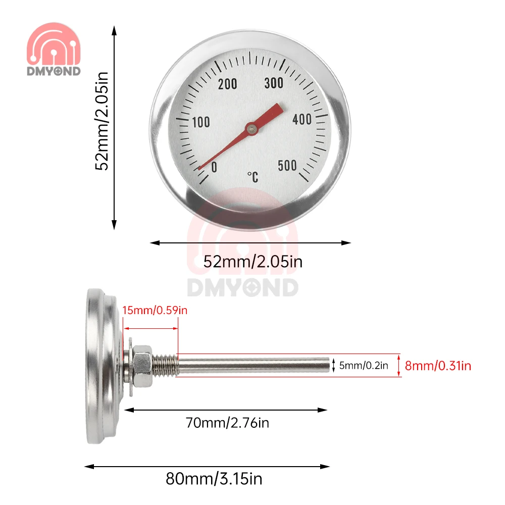 Thermomètre De Four Inoxydable 60°C à 430°C Avec Couvercle - Idéal Barbecue Et Cuisson
